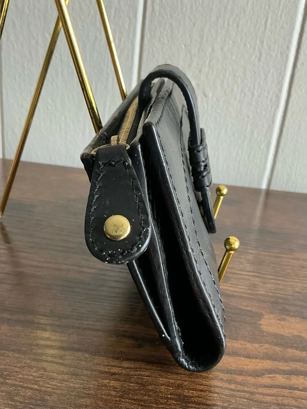 A Very Rare Vintage Black Leather Banana Republic Long Snap Wallet